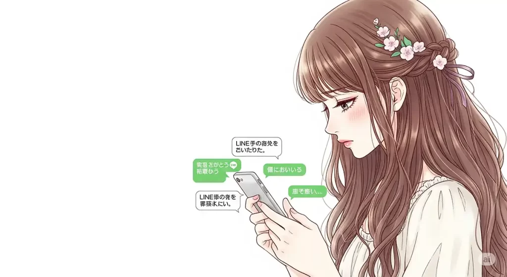 好きな人に振り向いてもらうべく、スマホでLINEを送っているが、なかなか応答がなくて脈がないのかもと落ち込んでいる女性